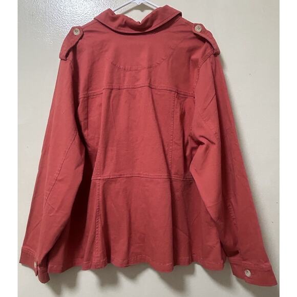NWT TORRID Women’s Stretch Twill Peplum Utility Jacket Coral Pink - Size 4X/26 - Picture 3 of 7
